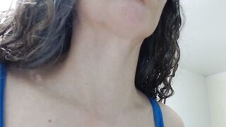 Touching sexy huge female adam's apple