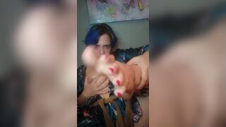 Intense self foot worship with titty - 7 image
