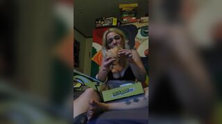 Babe eats messy calzone - 9 image