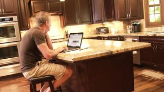 Sexy MILF in lingerie gets nailed in the kitchen - 1 image