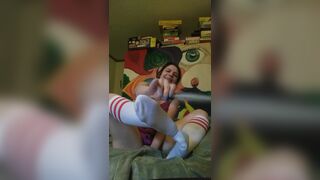 Tickles feet in tube socks with feather - 14 image