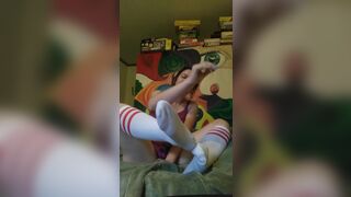 Tickles feet in tube socks with feather - 15 image