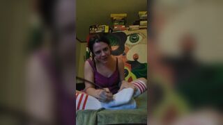 Tickles feet in tube socks with feather - 4 image