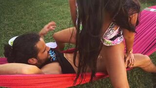 Beautiful Latina wife Jolla gets pussy eaten on a hammock - 11 image