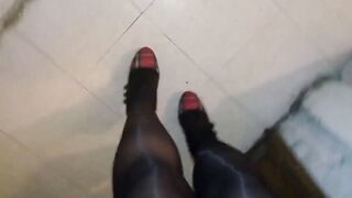 Shiny pantyhose ASMR and high heels - 13 image
