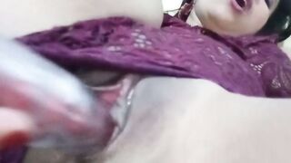 Latin Woman Masturbating with her new Dildo - 12 image