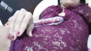 Latin Woman Masturbating with her new Dildo - 6 image