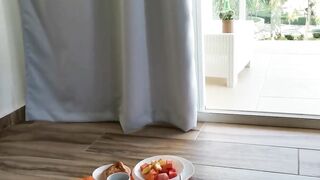 Breakfast with your Slut Latina - I Cooking my Breakfast and my Gardener Boy Spy me