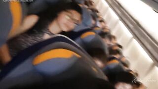 Hot Latina plays with Pussy and Big Tits in Public Plane - 1 image