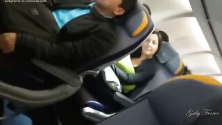 Hot Latina plays with Pussy and Big Tits in Public Plane