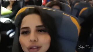 Hot Latina plays with Pussy and Big Tits in Public Plane - 4 image