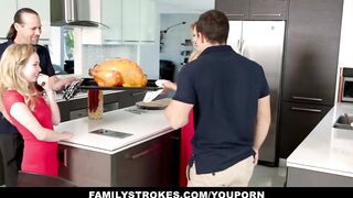 FamilyStrokes - Step Sister Sucks And Copulates Brother During Thanksgiving Dinner - 4 image