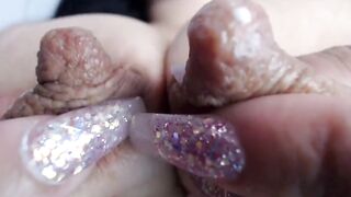 Thick nipples on hard squeezed breasts for milk drops - 7 image