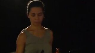 Micheline Torres makes her tits into a funny shape