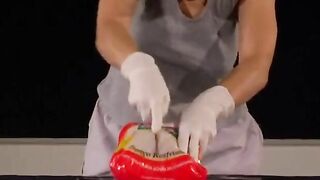 Micheline Torres makes her tits into a funny shape