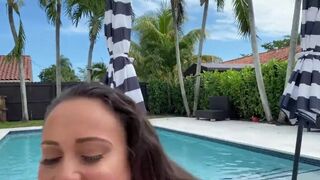 Getting a sloppy blowjob outside by the pool from thick Latina Carmela Clutch - 3 image