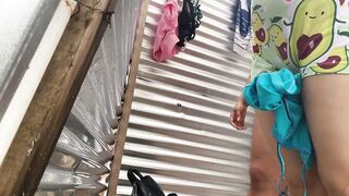 Witnessing intimate moments in the beach dressing room