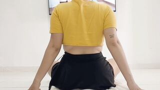 Camera records stepmother doing yoga