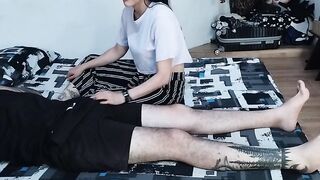 Stepsister sucks my cock and swallows the cum so I can get her a permit with our stepdad