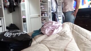 Stepson shows me his erect cock while I get dressed and gives me a big cumshot in my ass - 4 image