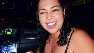 Ubersex in the city of Medellin, Colombia. Hot wife giving a blowjob in car, she sucks cab driver's cock, her cuckold husband records his slutty wife with unknown man - 15 image