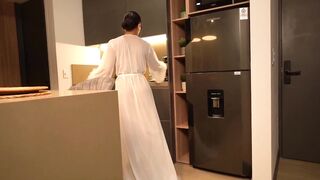 Masked thief breaks into the house of the incredible Mariana Martix and she offers him her big tits as a gift. - 1 image