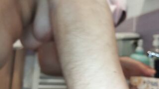 Sexy amateur wife shaves her hairy pussy. Hairy pussy wife, big ass, big tits. Sensual brunette hair, big tits - 1 image