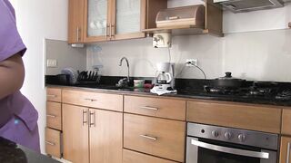 Step mom with huge round ass works as a maid and gets fucked by the boss