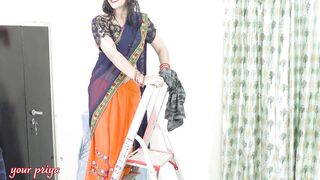 cute saree bhabhi gets naughty with her devar for rough and hard anal sex after ice massage on her back in Hindi - 1 image