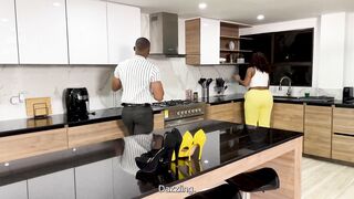 Ebony MILF Maid Carla Morelli Caught in Red Dress by Brandon Cruz and Taken Hard with BBC and Doggy