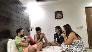 two couple were playing strip poker and gradually they inviolved sexual intercourse. They exchanged wife also.