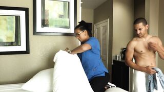 Slutty room service maid gets fucked by hotel guest