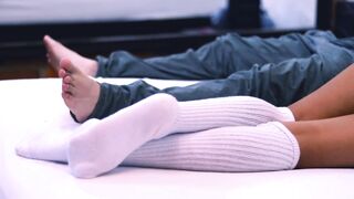 The stepsister seduces her stepcousin's boyfriend and fucks him in her room while her parents are at the movies.