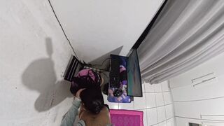 Housewife And Technician With Her Ass While Husband Is Away