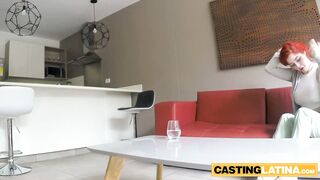 Curvy latina teen convinced to have sex on her first time casting