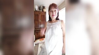 Old GILF granny gets dildoed & waxed while peeing in her hairy pussy