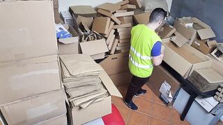 Latina boss Miss Squirting catches employee on the phone and licks him until he's begging for more