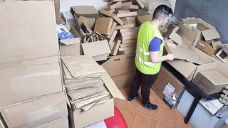 Latina boss Miss Squirting catches employee on the phone and licks him until he's begging for more