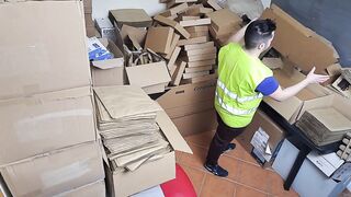 Latina boss Miss Squirting catches employee on the phone and licks him until he's begging for more