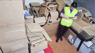 Latina boss Miss Squirting catches employee on the phone and licks him until he's begging for more