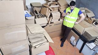 Latina boss Miss Squirting catches employee on the phone and licks him until he's begging for more