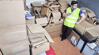 Latina boss Miss Squirting catches employee on the phone and licks him until he's begging for more