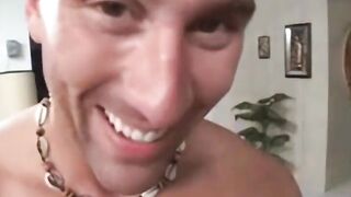 Watch Missy Blue, the tan-skinned skinny Latina, give a blowjob and get her shaved pussy pounded