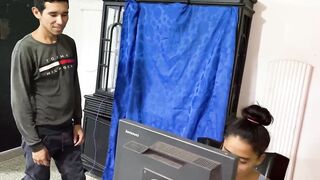 Venezuelan whore secretary gets her pussy pounded by boss while milking his big cock