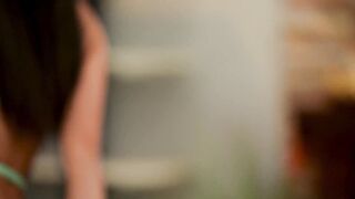 Latina with tattoos & small tits strips down & teases in sheer lingerie behind the scenes - 13 image