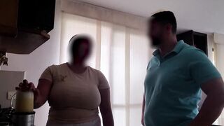 Naughty housewife with huge natural boobs gets seduced by boss in Japanese video