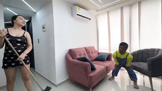 Stepbrother tricks me into cleaning while he fucks me hard with his deceptionful big penis