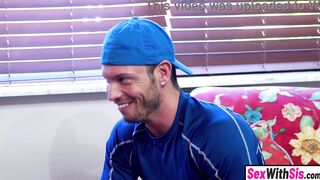 Stepbro Tyler Steel gets silenced by his sexy Latina stepsis with small tits and big dick