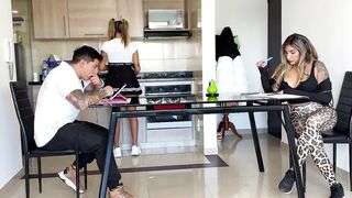 Step-sister-in-law gets pounded hard while wife watches in 4K