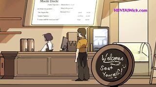 Hot MILF with Giant Lactating Boobs in 3D Animation - A cartoon parody of her hot barista job!